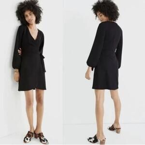 Madewell Texture and Threads Black Faux Wrap Dress Size XXS